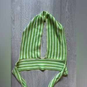 American Threads Lime and White Striped Knit Top